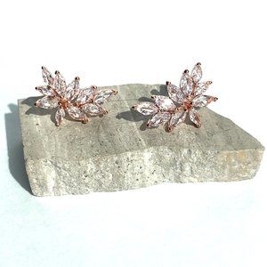NEW~ Anthropologie Shashi Petite Crystal Marquis Stud Rose Gold Earrings